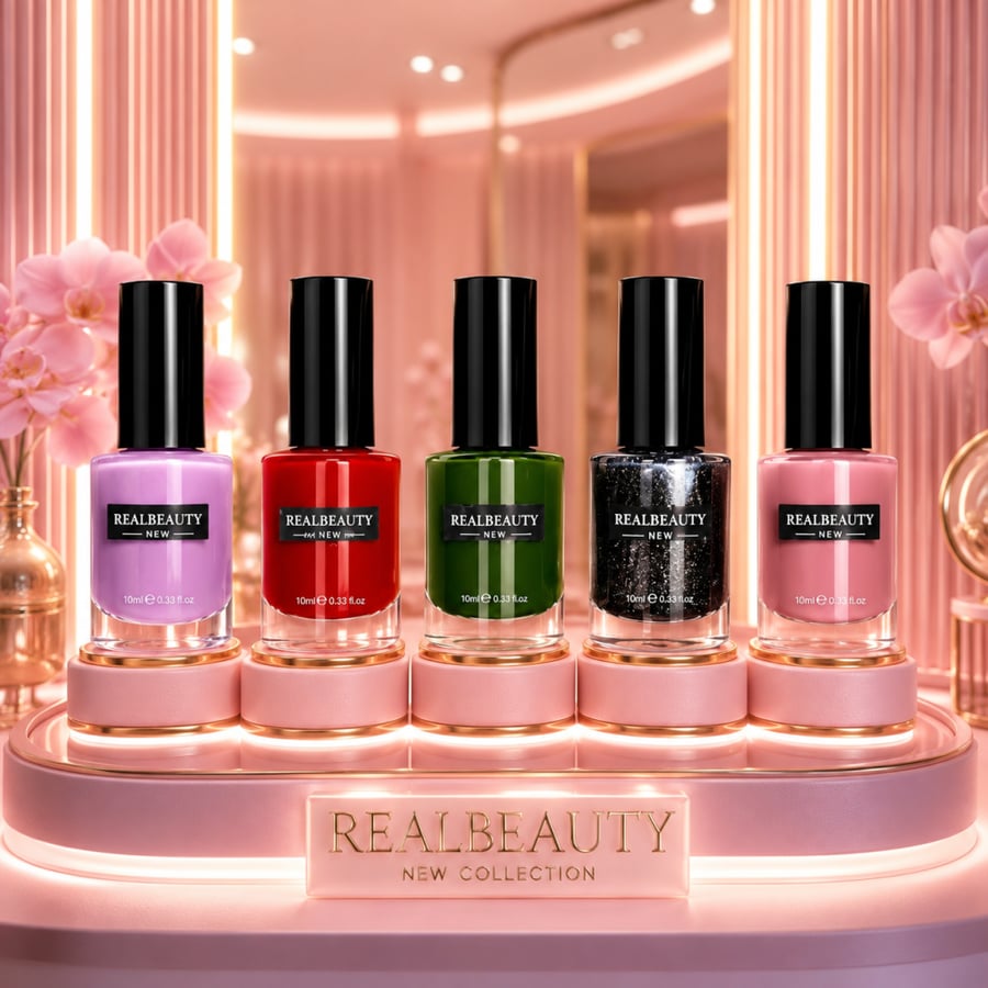 مجموعة طلاء أظافر REALBEAUTY – ألوان جذابة ولمعة تدوم  امنحي أظافرك لمسة من الأناقة والجاذبية مع طلاء الأظافر من REALBEAUTY، بتركيبة غنية تمنحك لونًا مكثفًا ولمعانًا فاخرًا يدوم طويلاً. يتميز بسهولة التطبيق وسرعة الجفاف ليمنحك مظهراً احترافياً في كل مرة