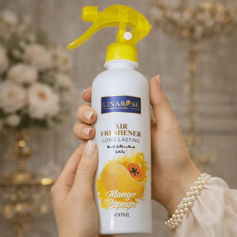 معطر الجو LINAROSE – مانجو وبابايا   امنحي مساحتك لمسة انتعاش فاكهية تنعش الحواس مع معطر الجو من LINAROSE برائحة المانجو الاستوائية الممزوجة بالبابايا الناعمة