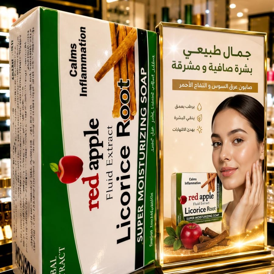 صابون مرطب بخلاصة جذور عرق السوس  يعمل على تلطيف بشرتك والمحافظة على نعومتها.