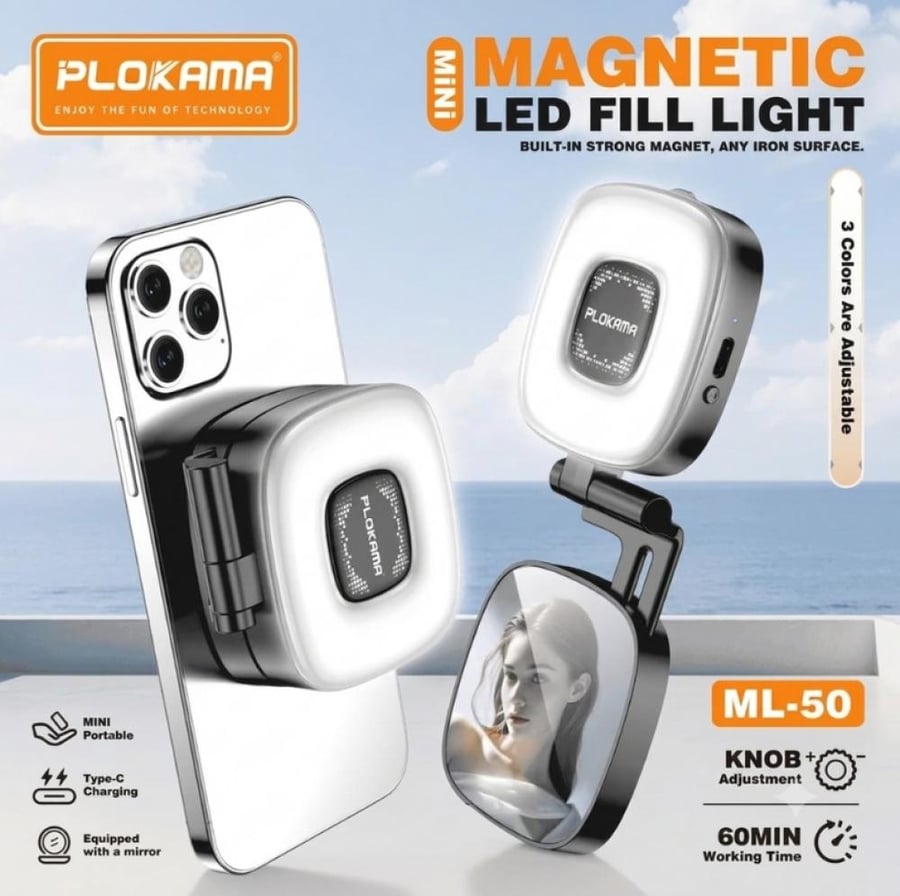مصباح PLOKAMA ML-50 المغناطيسي بتقنية LED لملء المحتوى وصناع المحتوى المرئي