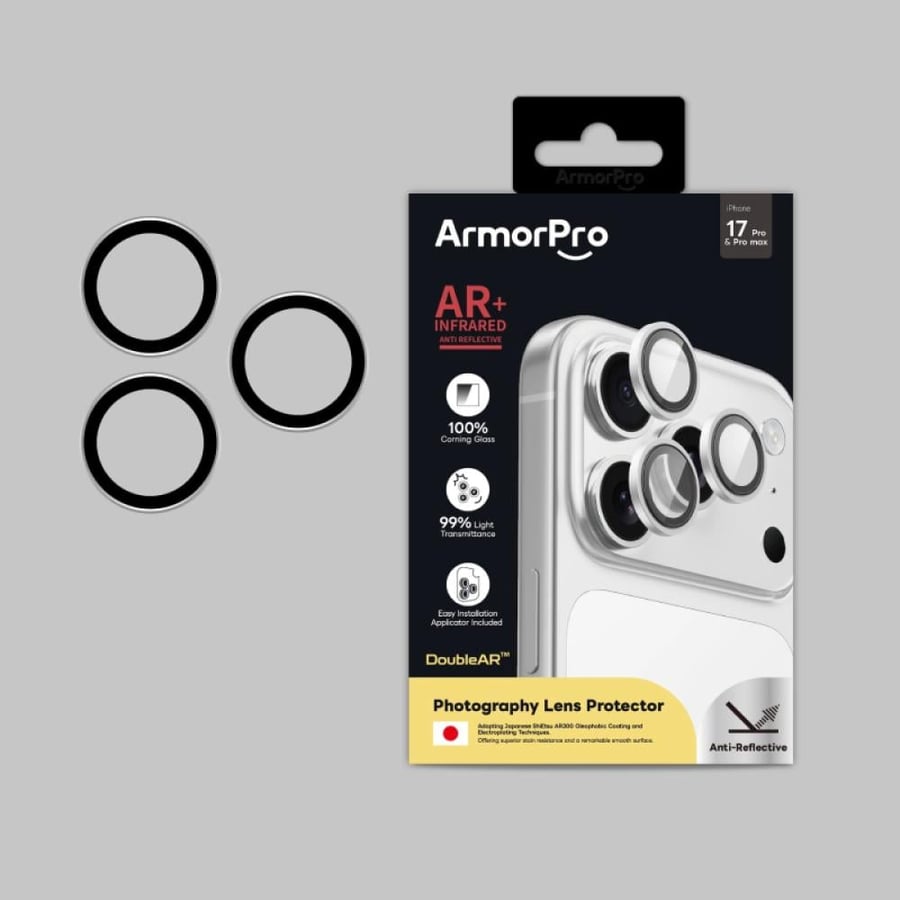 Armor Pro - DoubleAR protection for iPhone 17Pro/Max camera lenses - Silver