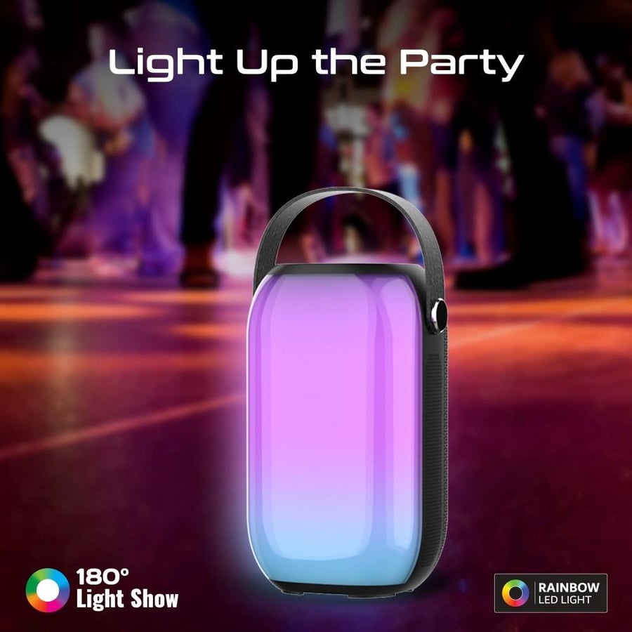 أحدث مكبر صوت بلوتوث فائق الوضوح بقدرة 20 واط و ضوء LED قوس قزح  متوافق مع TWS ويدعم تشغيل بطاقة AUX وUSB وTF. وقت تشغيل لمدة 10 ساعات  ويدعم الموسيقى والمكالمات مع مقبض سيليكون. Promate Spectro-20