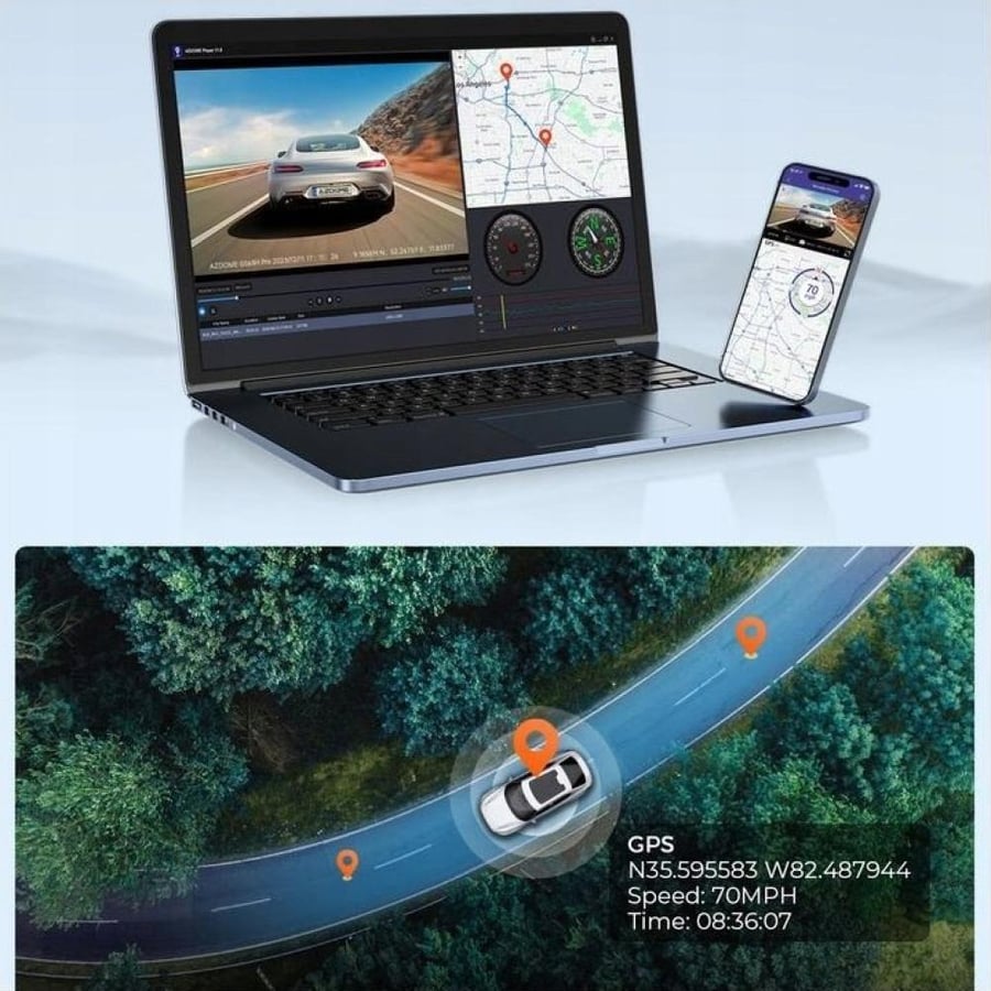 كاميرا داش كام  ازدوم GS63H PRO ثنائية القنوات بدقة 4K مع بطاقة TF سعة 64 جيجابايت DashCam GS63H PRO 2 Channels 4K with 64GB TF card