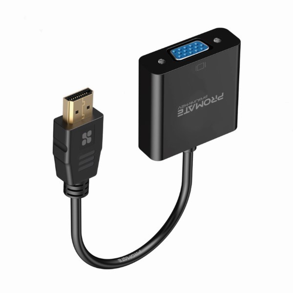 محول العرض HDMI إلى VGA يدعم دقة 1080 بكسل ويتميز بالجهد المنخفض والحد الأدنى من التداخل، مع موصلات مطلية للحماية ضد التآكل - بروميت -Promate ProLink-H2V