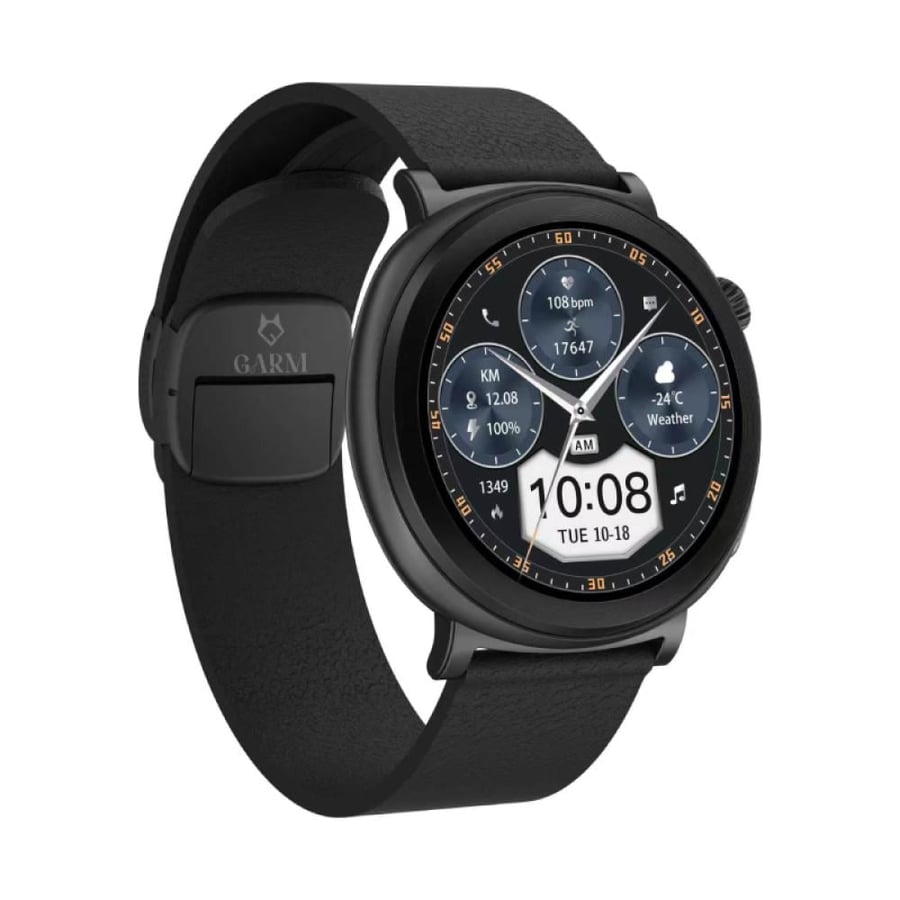 الساعة الذكية الرياضية Black Garm Health بشاشة AMOLED مقاس 1.43 إنش مع مقاومة الماء IP67 ودعم تطبيق DaFit