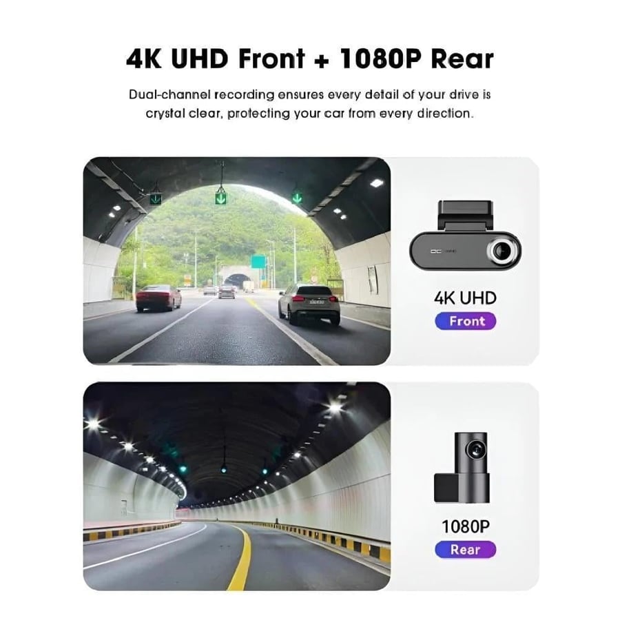 DDPAI - داش كام N5 Dual 2026 4G بدقة 4K أمامية وخلفية