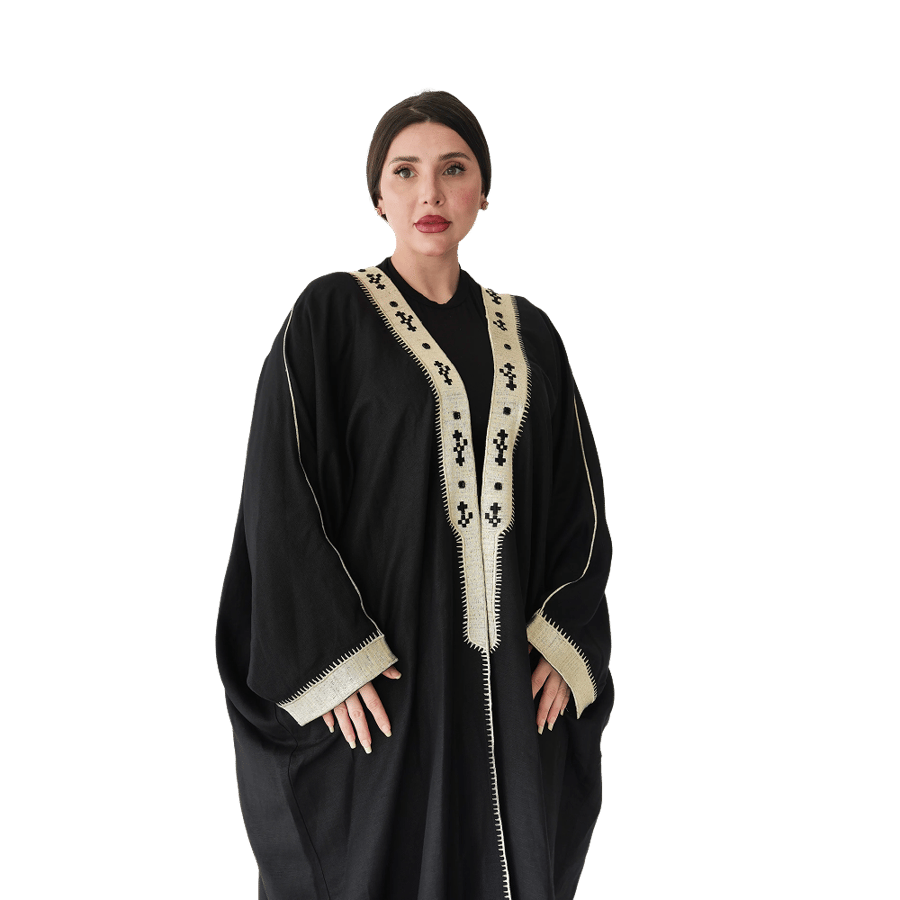 Embroidered Linen Bisht