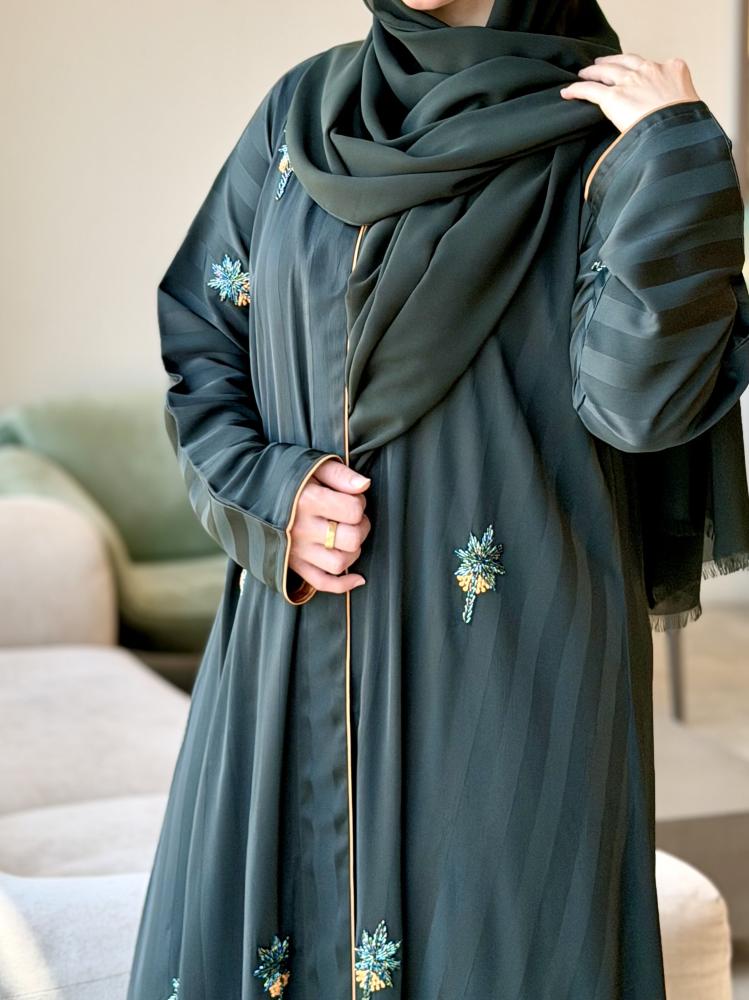 Green Embroidered Washed Silk