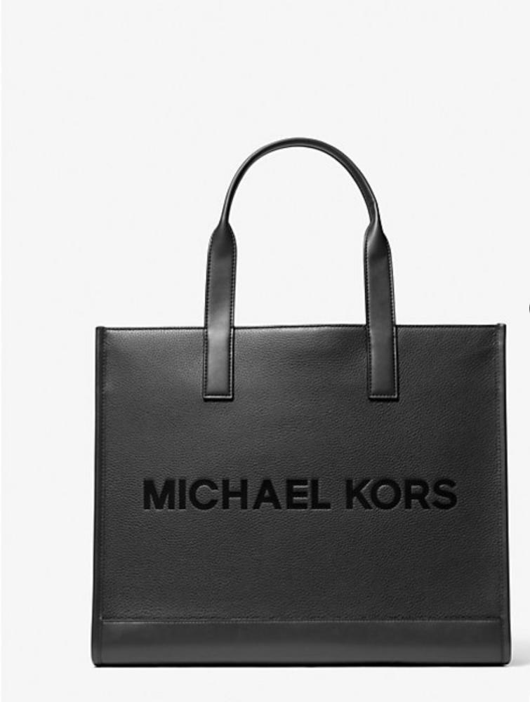 Cooper Logo Embossed Pebbled Leather Tote Bag