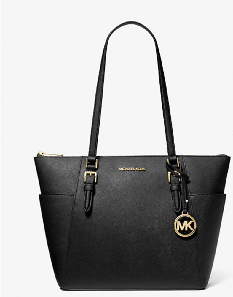Charlotte Large Saffiano Leather Top-Zip Tote