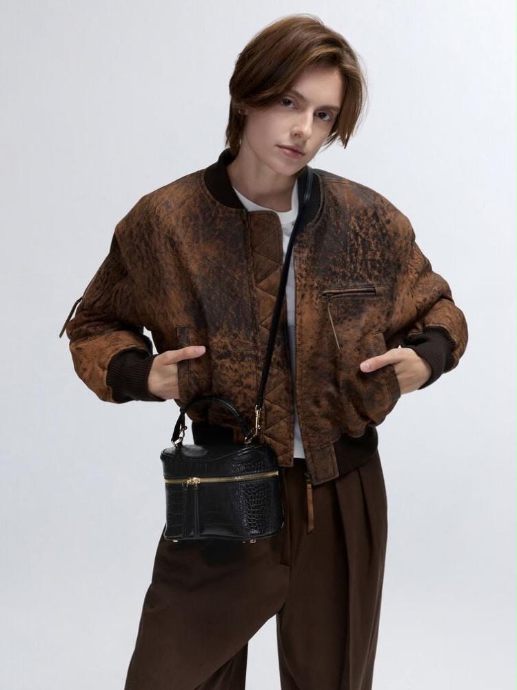 Pansy Croc-Effect Vanity Bag