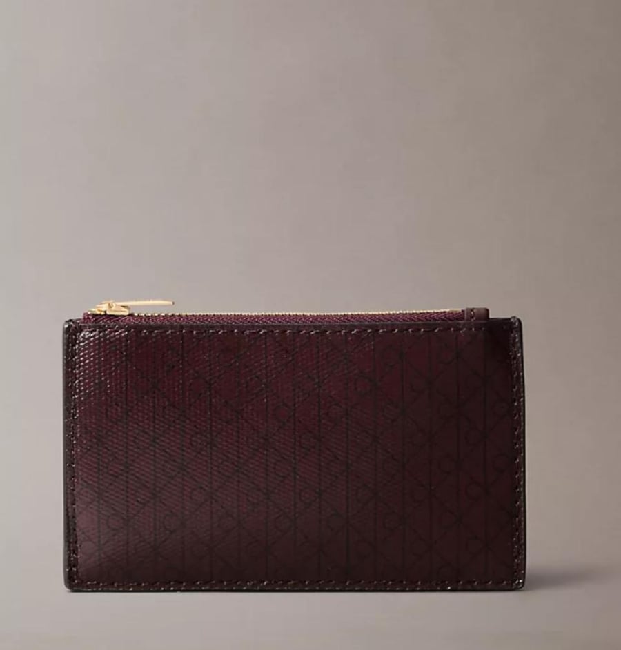 Allover Emblem Logo Top Zip Card Case