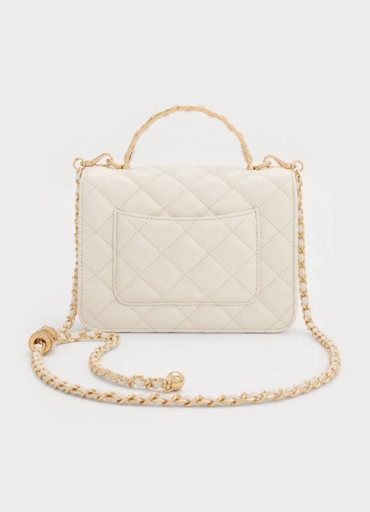 Cressida Quilted Top Handle Bag - Cream