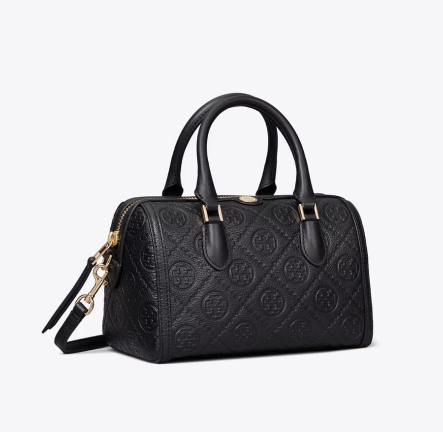 T MONOGRAM PEBBLED PETITE BARREL BAG