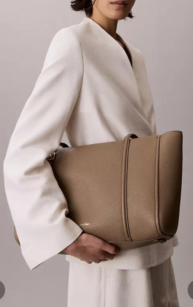 Emblem Logo Hardware Pebble Tote Bag
