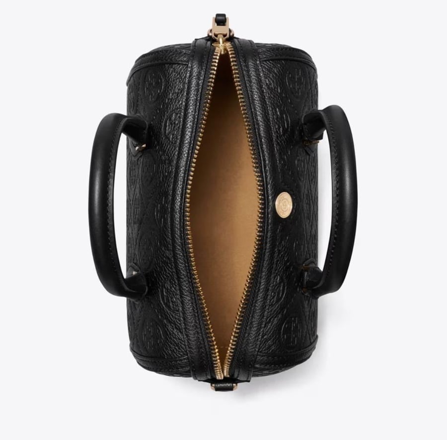 T MONOGRAM PEBBLED PETITE BARREL BAG