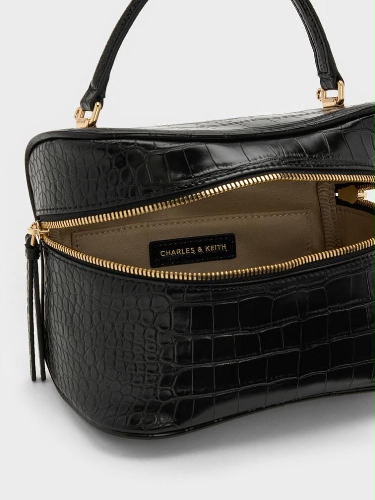 Pansy Croc-Effect Vanity Bag