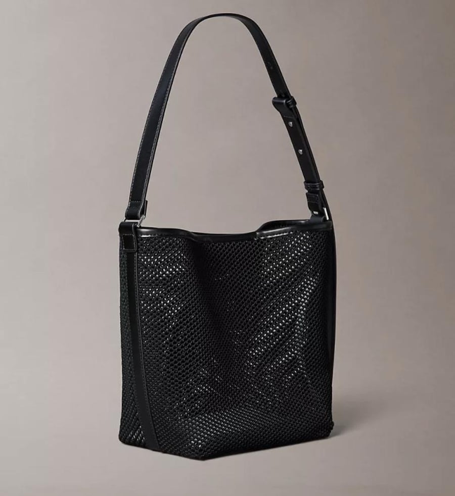 Emblem Mesh Bucket Bag
