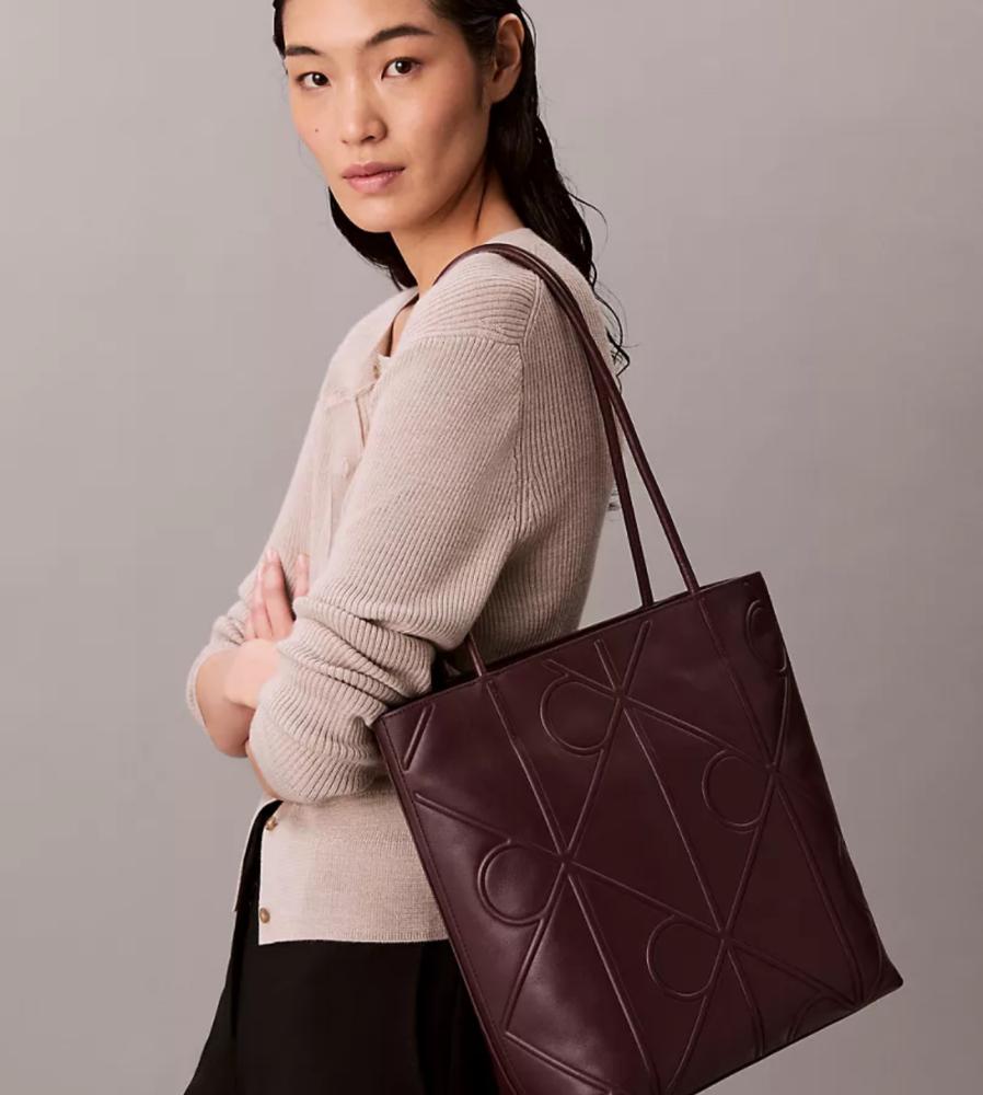 Embossed Emblem Logo Small Tote Bag