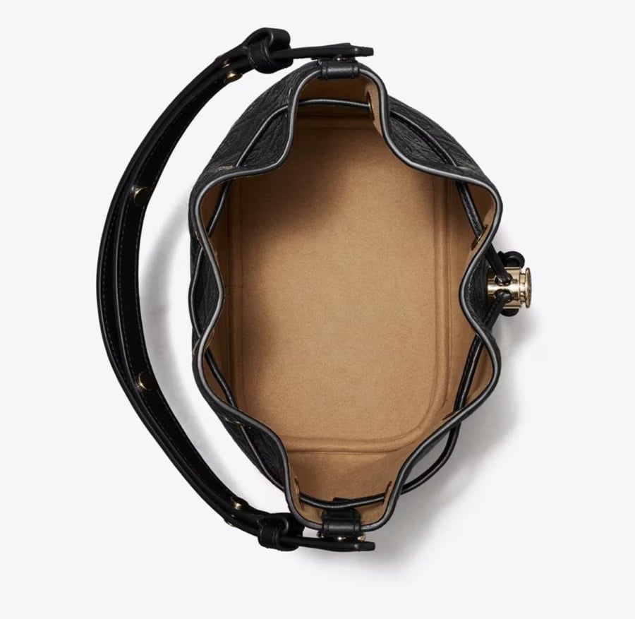 T MONOGRAM PEBBLED BUCKET BAG