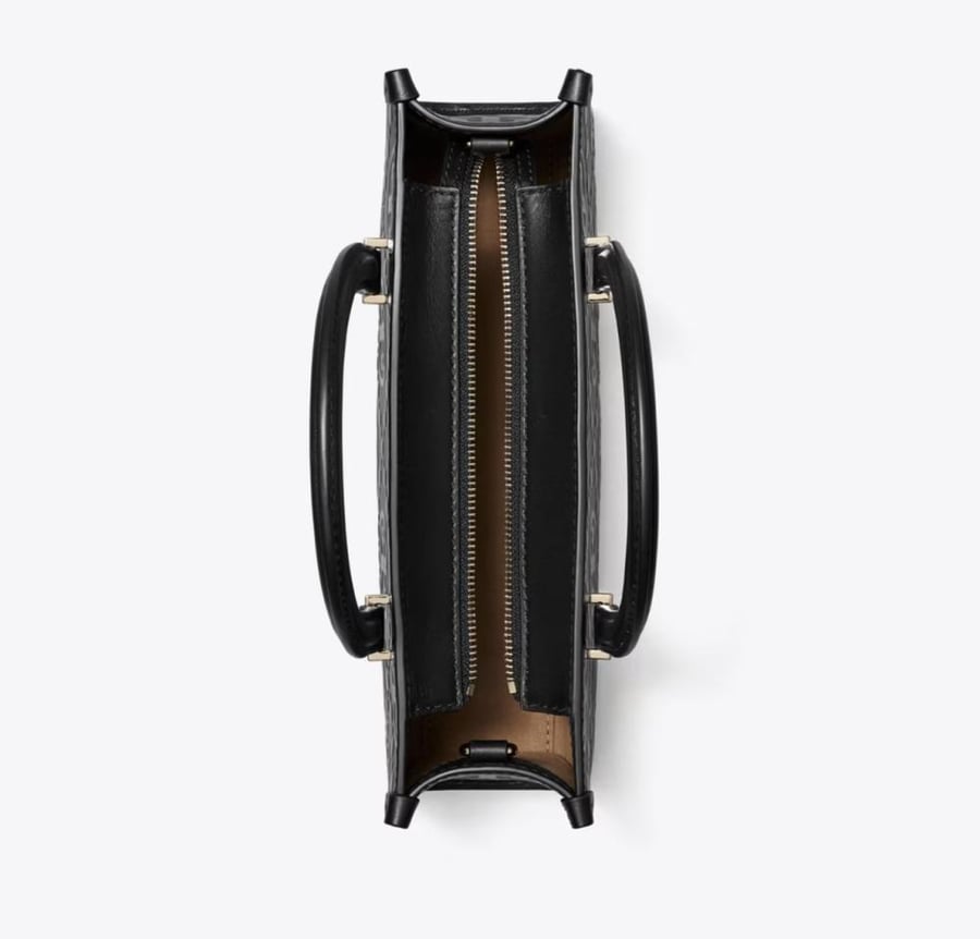 T MONOGRAM EMBOSSED SMALL EAST-WEST TOTE
