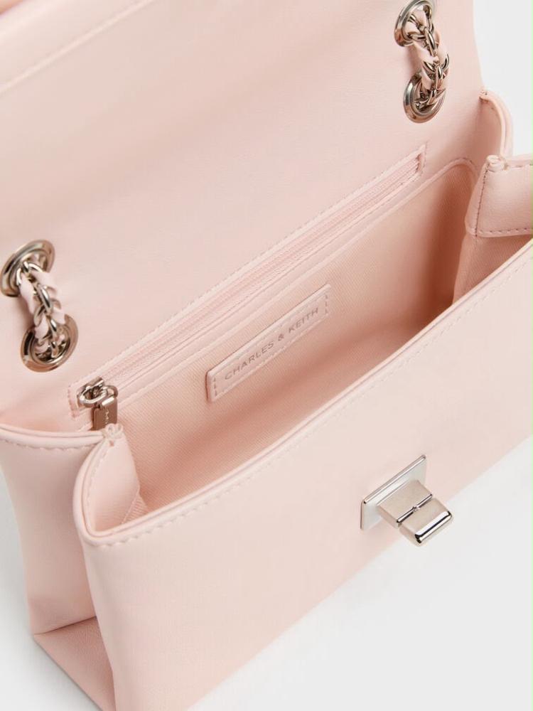 Gift Set: Flower Chain Shoulder Bag With Jewellery Set - Soft Pink