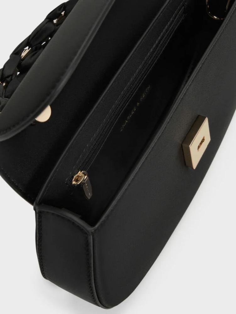 Eilian Braided Top Handle Bag - Black