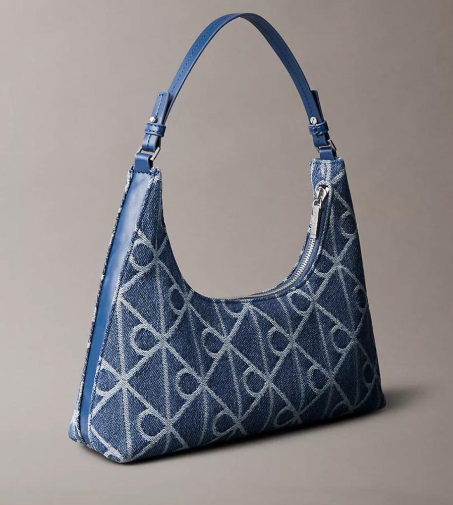 Allover Emblem Logo Denim Shoulder Bag
