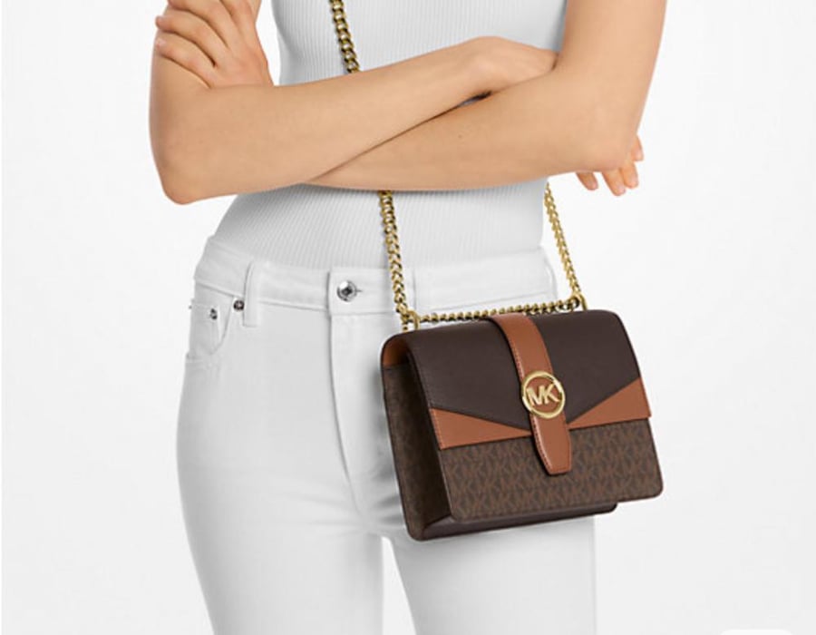 Greenwich Small Color-Block Signature Logo Crossbody Bag