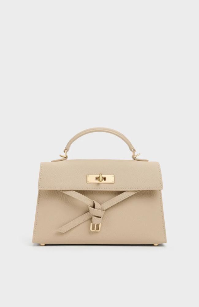 Tricha Knotted-Belt Top Handle Bag - Sand Beige