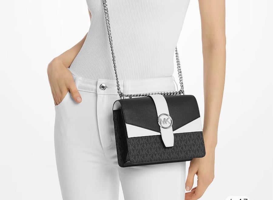 Greenwich Small Color-Block Signature Logo Crossbody Bag