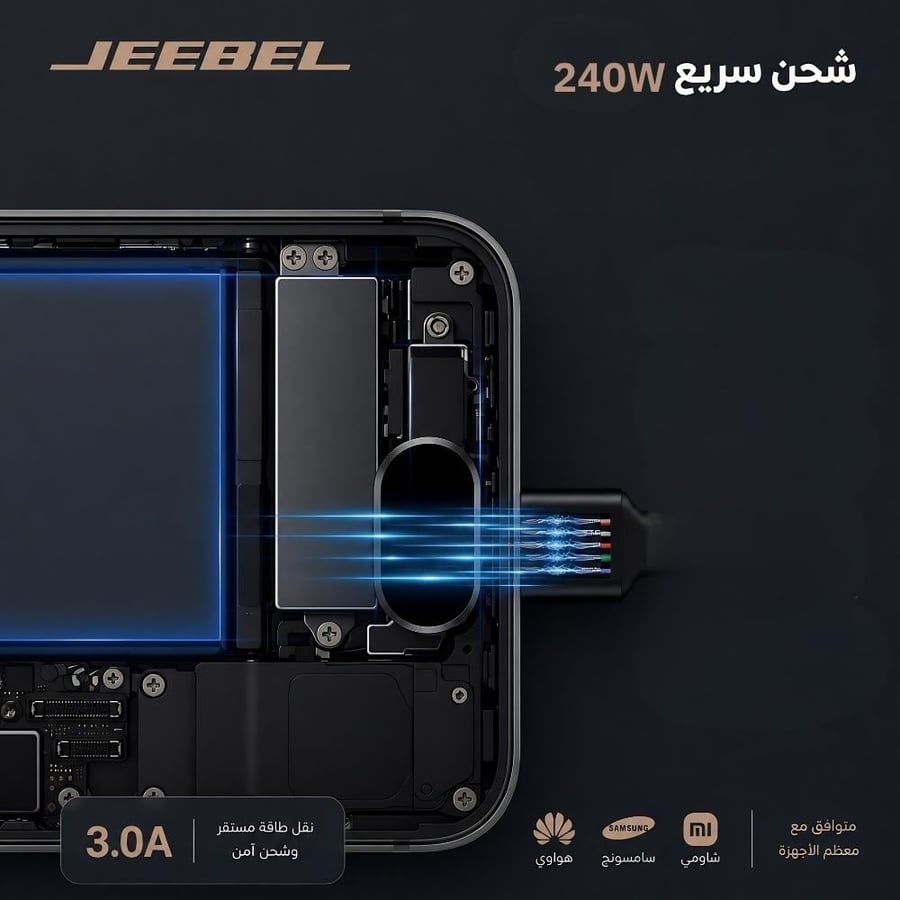 كابل JEEBEL Mag.Link 240W مغناطيسي | أسرع شحن USB-C إلى USB-C