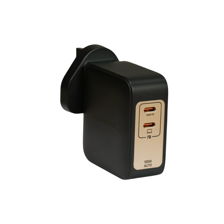 JEEBEL Turbon GaN 100W PD – شاحن جداري سريع بمنفذي USB-C