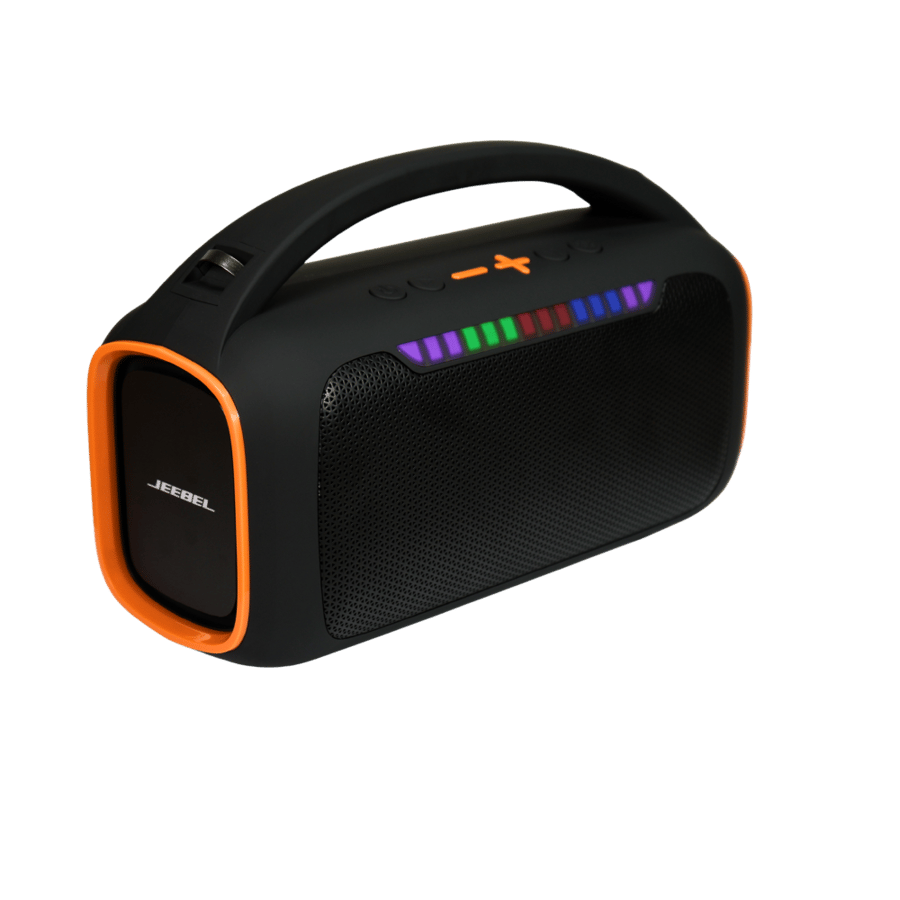 سماعة سبيكر بلوتوث محمولة Jeebel بقدرة 30 واط – صوت ستيريو عميق – بطارية 4500mAh – إضاءة RGB – مقاومة للماء – بلوتوث 5.3