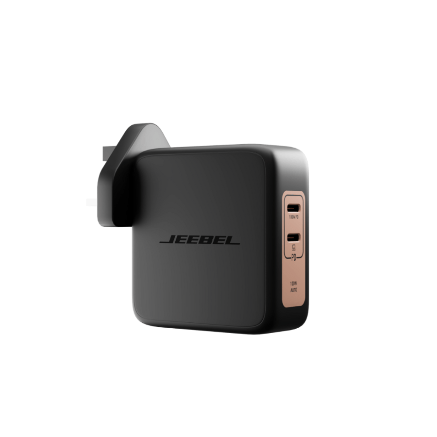 JEEBEL Turbon GaN 100W PD – شاحن جداري سريع بمنفذي USB-C