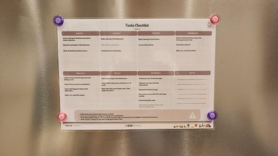 جدول مهام المنزل مخصص Customized & printed House Tasks checklist