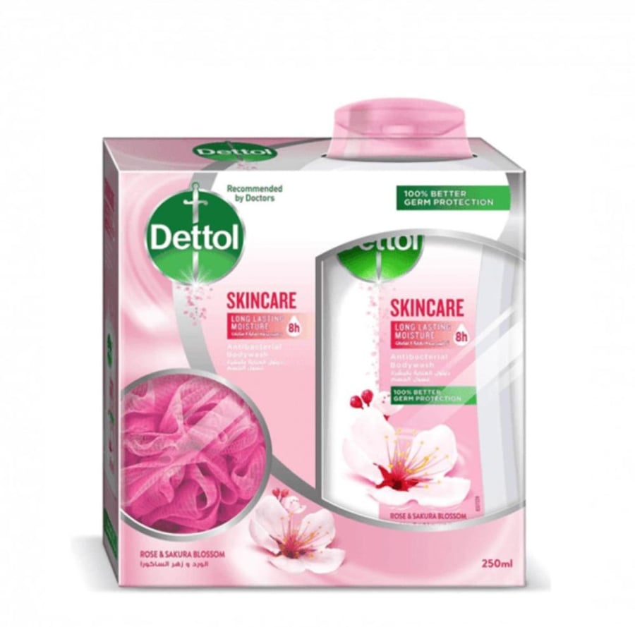 سائل استحمام ديتول سكين كير بالورد وزهر الساكورا 250 مل DETTOL ORIGINAL SKIN CARE ANTIBACTERIAL BODY WASH