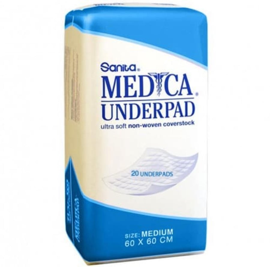 مفارش صحية سانيتا ميديكال وسط SANITA MEDICAL UNDERPAD MEDIUM 60 60