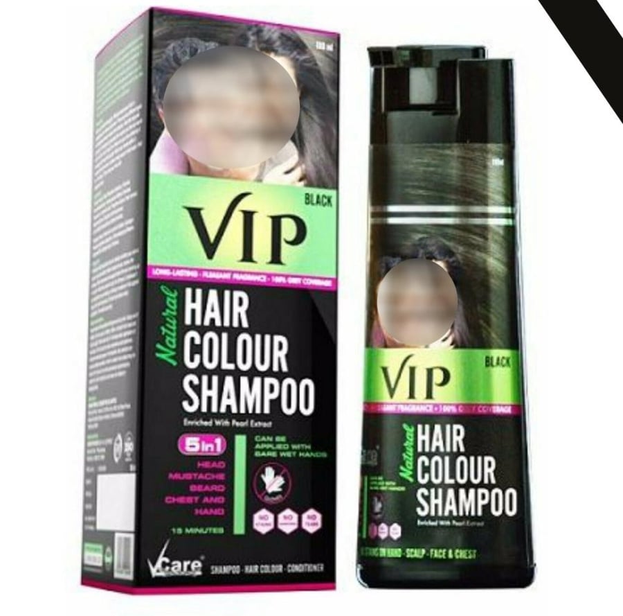 في آي بي شامبو صبغة الشعر طبيعي بمستخلص اللؤلؤ   اسود   VIP BLACK HAIR COLOUR SHAMPOO NATURAL