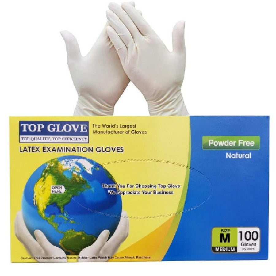 قفازات توب جلفز TOP GLOVE LATEX وسـ M ـط 100قفاز
