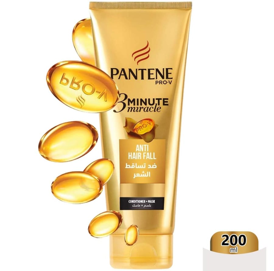 بانتين برو في بلسم مع ماسك للشعر معيار ذهبي في 3 دقائق 200 مل pantene pro v conditioner and mask anti hair fall