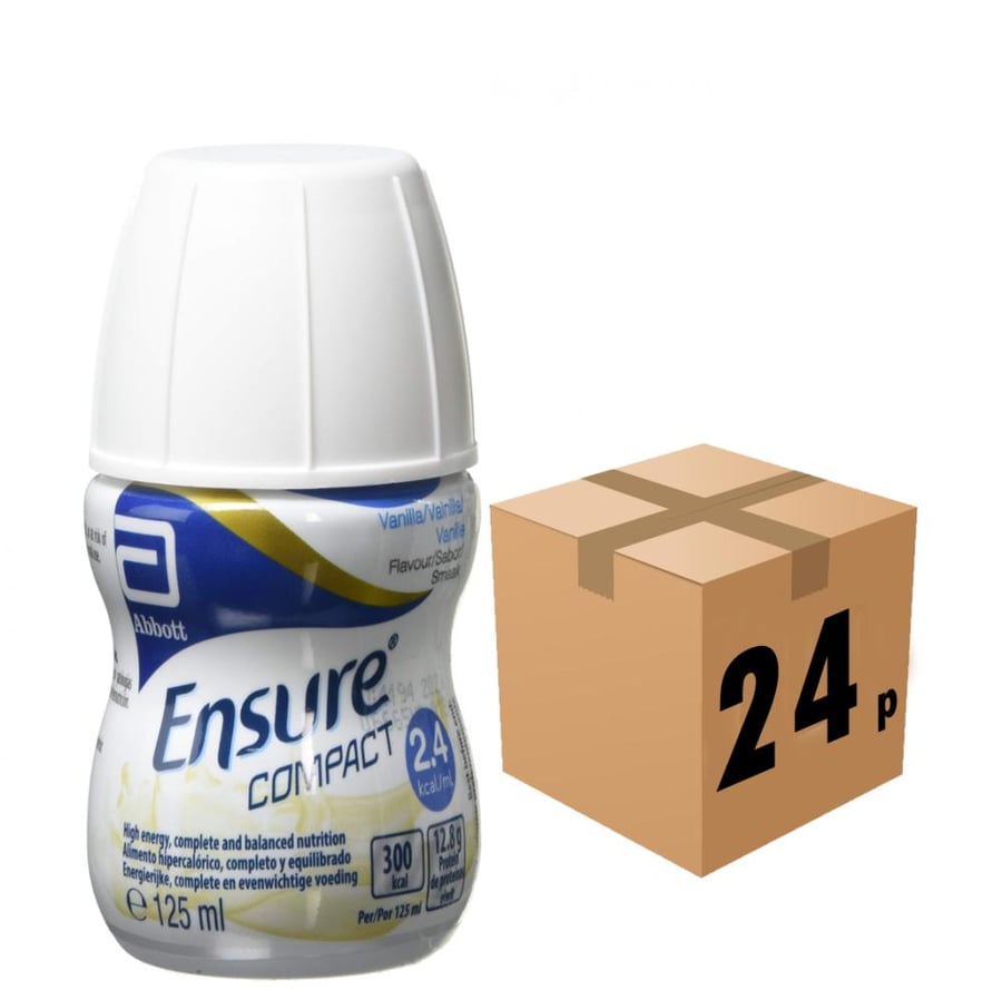 حليب انشور كومباكت Ensure Compact مكمل غذائي عالي السعرات والبروتين بنكهة الفانيليا 125 مل كرتون 24 عبوة