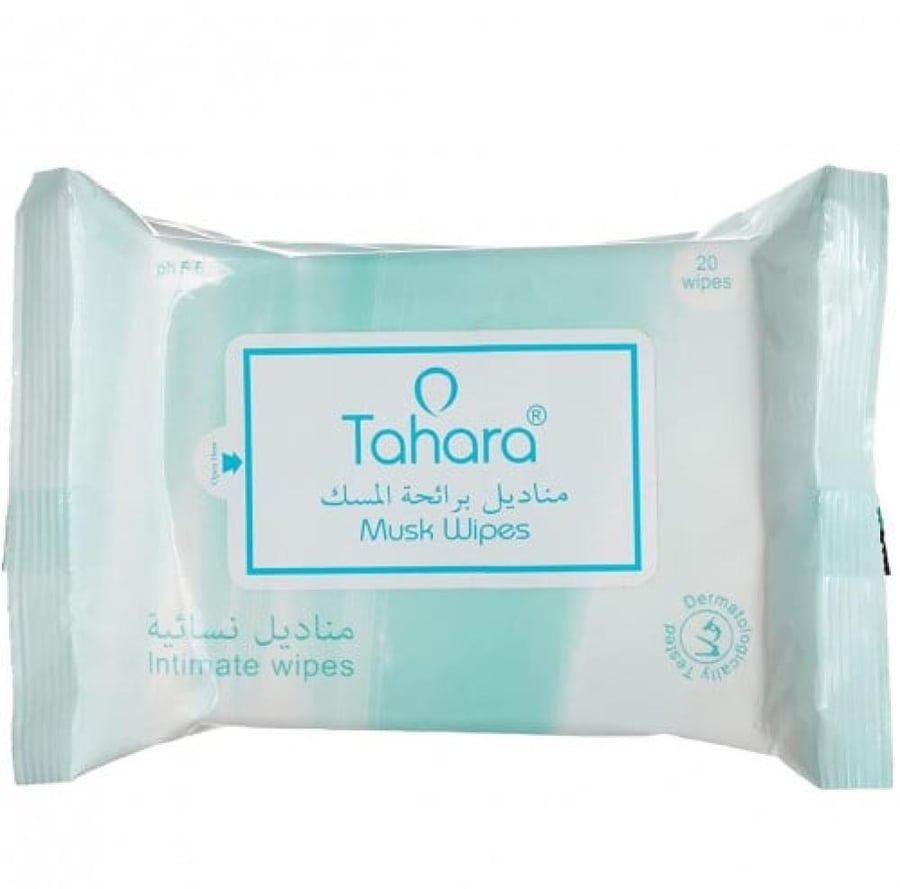 طهارة مناديل برائحة المسك للعناية بالمنطقة الحميمية الحساسة 20 منديل TAHARA MUSK WIPES INTIMATE WIPES