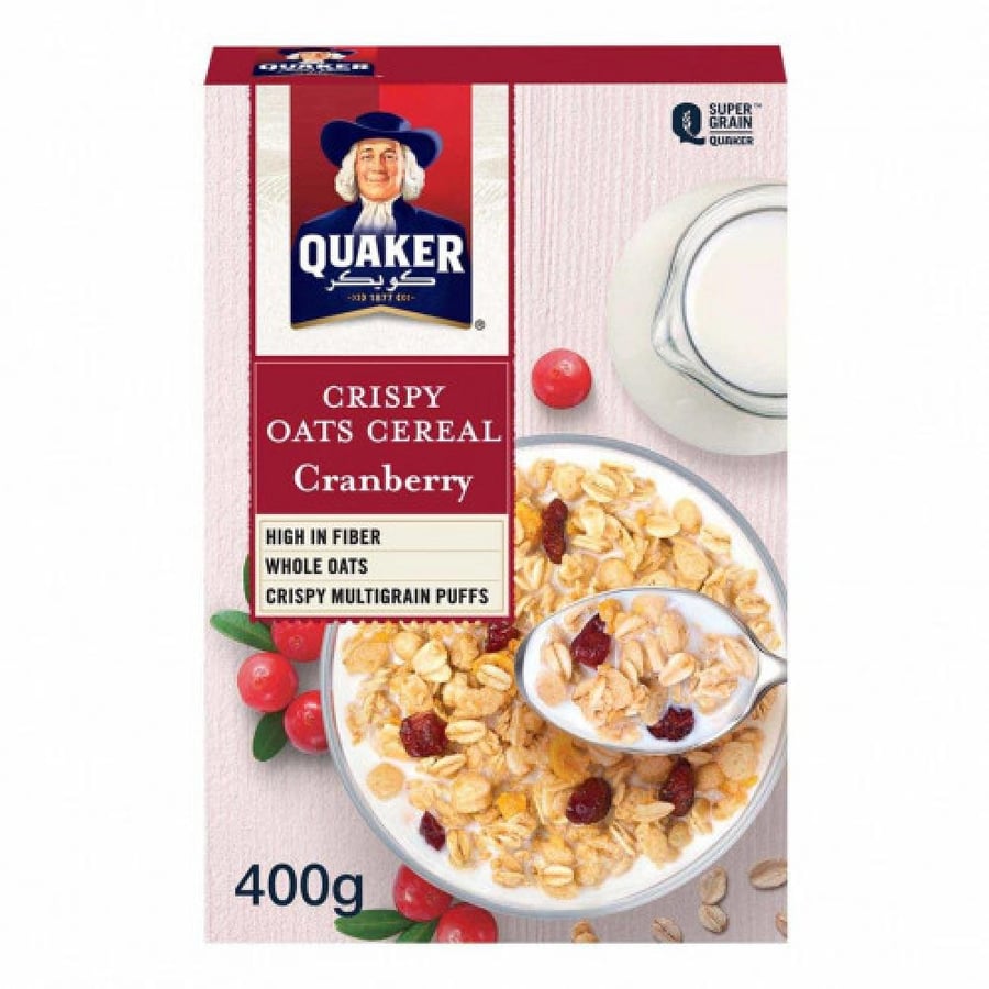 كويكر quaker رقائق حبوب الشوفان المقرمشة بالتوت البري الحلو400 جرام