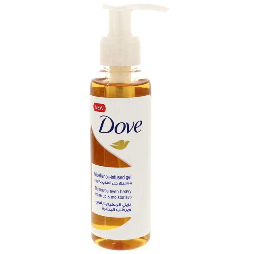 دوف ميسلر جل غني بالزيت مزيل مكياج قوي مرطب للبشرة 120 مل DOVE MICELLAR OIL INFUSED GEL REMOVES EVEN HEAVY MAKE UP MOISTURIZES