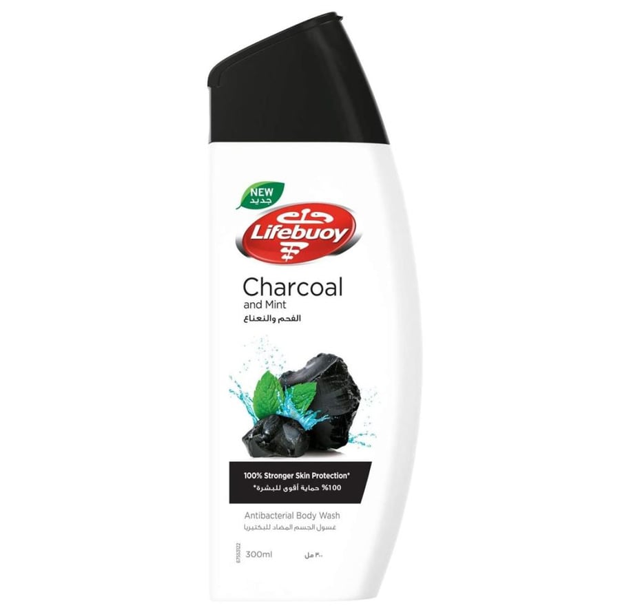 سائل استحمام لايفبوي بالفحم والنعناع 300 مل LIFEBUOY CHARCOAL AND MINT BODY WASH RANGE