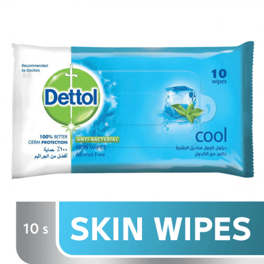مناديل ديتول كوول 10 منديل DETTOL SKIN WIPES ANTI BACTERIAL