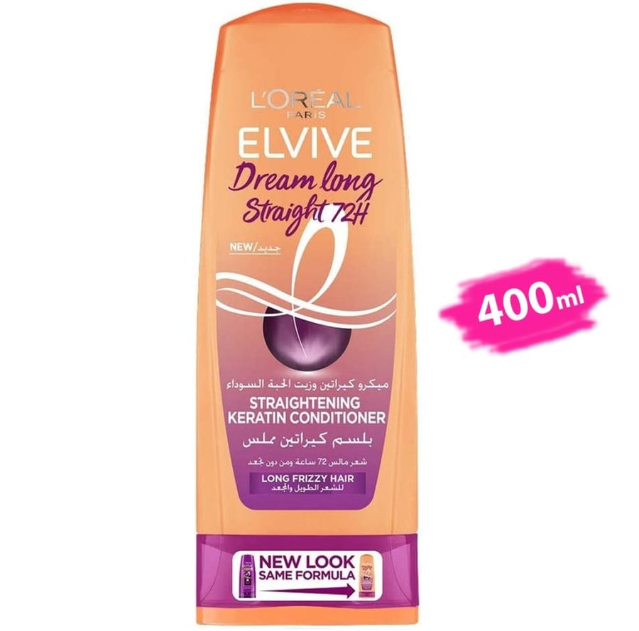 لوريال باريس الفايف بلسم كيراتين مملس وزيت حبة السوداء 400 مل LOREAL PARIS ELVIVE STRAIGHTENING KERATIN CONDITIONER