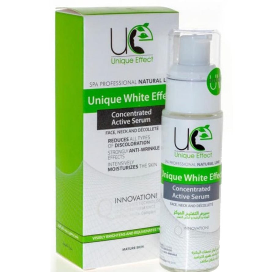 يونيك وايت ايفكت سيروم التفتيح المركز ضد التجاعيد ويرطب الجلد 30 مل UNIQUE WHITE EFFECT CONCENTRATED ACTIVE SERUM