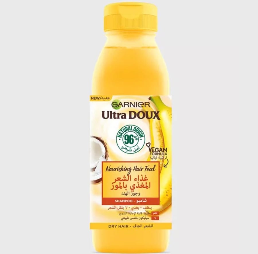 غارنيه الترا دوكس شامبو غذاء الشعر بالموز وجوز الهند 350مل GARNIER ULTRA DOUX NOURISHING HAIR FOOD SHAMPOO